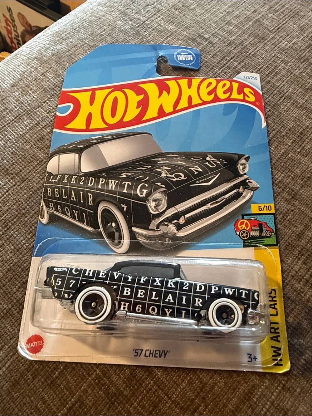 Hot‎ Wheels ’57 Chevy HW Art Cars 6/10 Black Letter Grid Bel Air